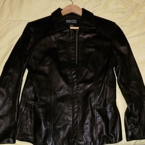 New York & company black leather jacket